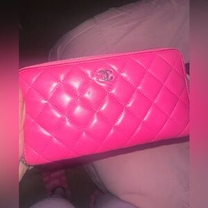 Authentic Pink Chanel Lambskin Wallet